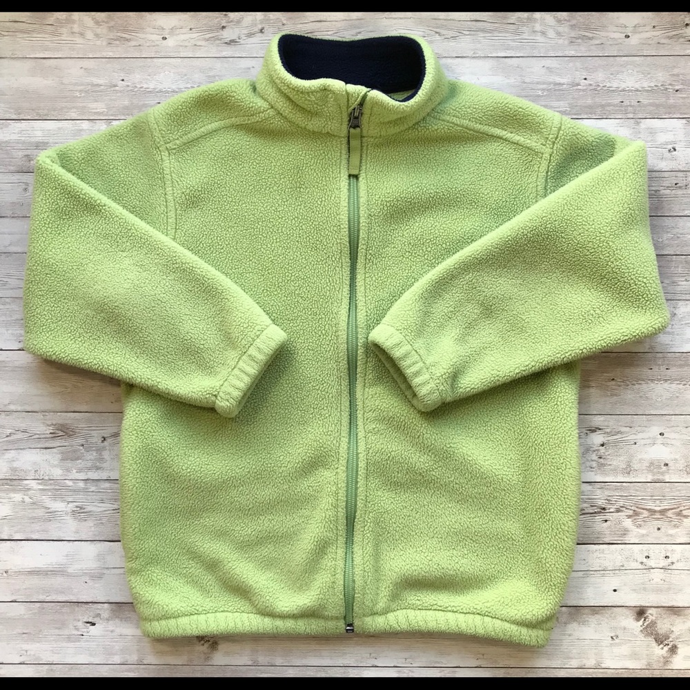 Lands End Girls Sz L Green Fleece Jacket EUC